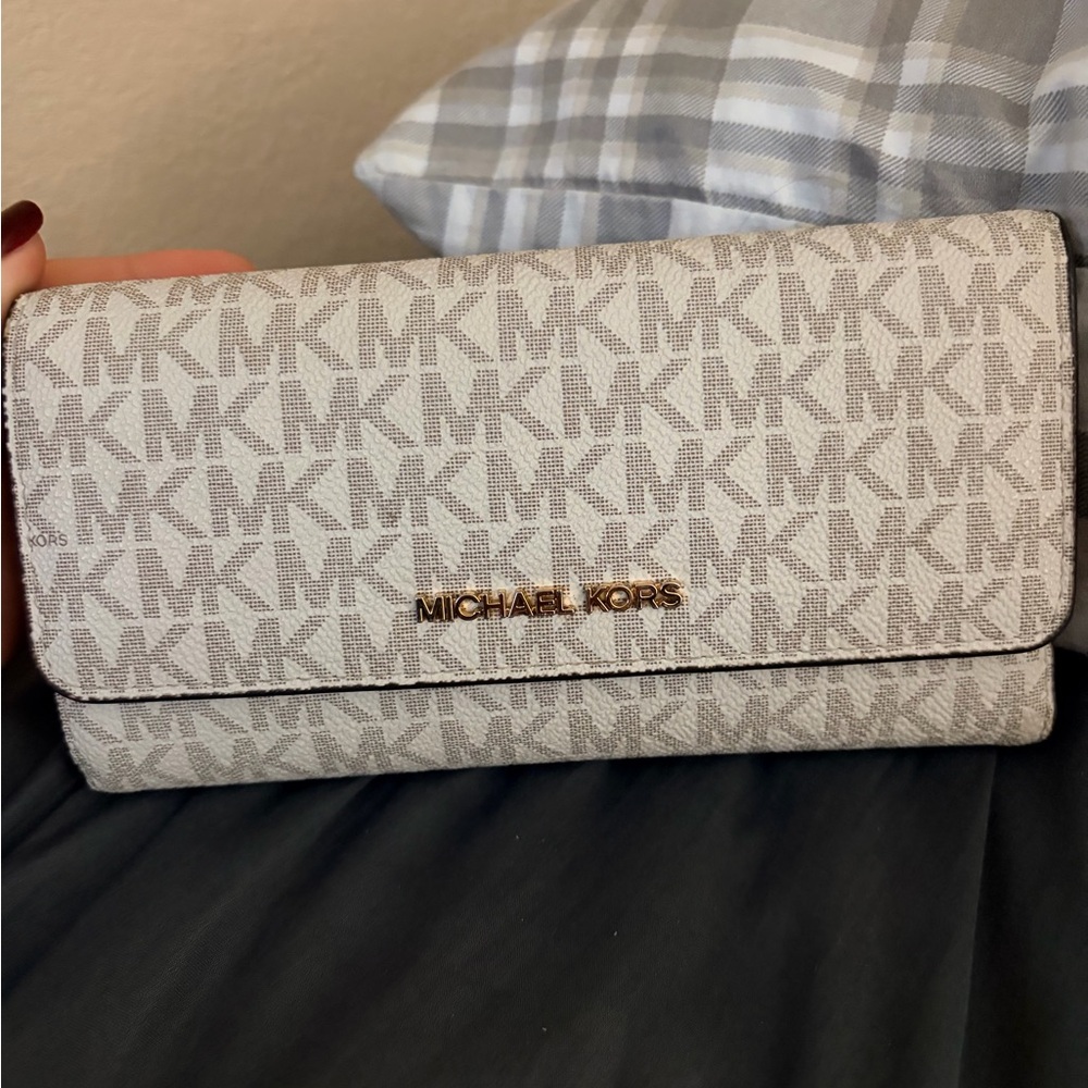 Michael Kors Gray Monogram Clutch